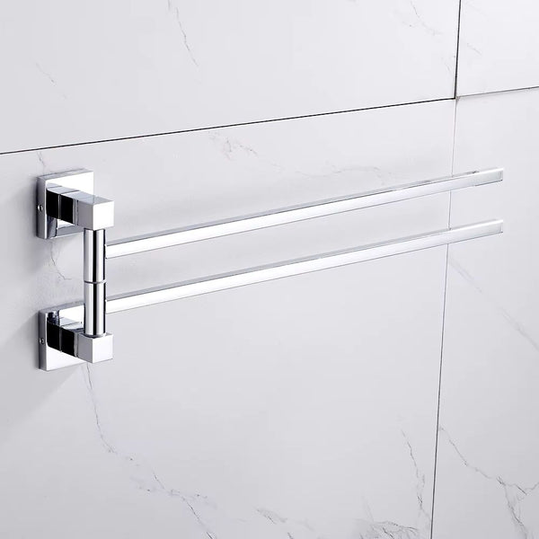 Porte serviette double pivotant en acier chromé chromé