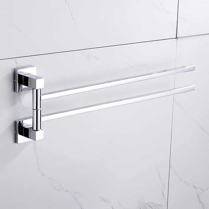 Porte serviette double pivotant en acier chromé chromé