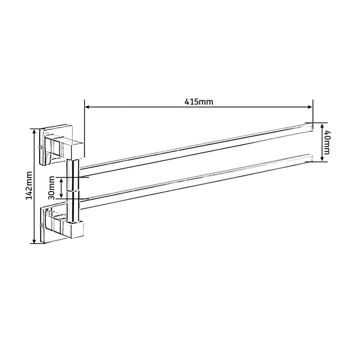 Porte serviette double pivotant en acier chromé chromé