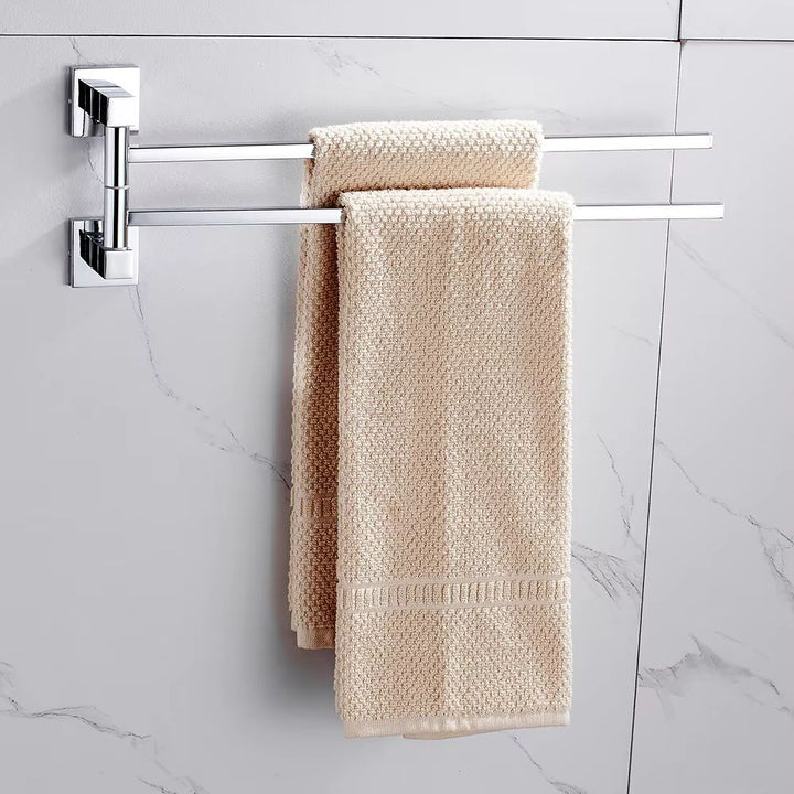 Porte serviette double pivotant en acier chromé chromé
