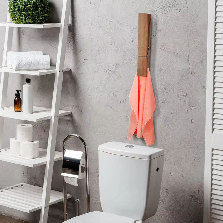 Porte serviette en forme de pince à linge en bois