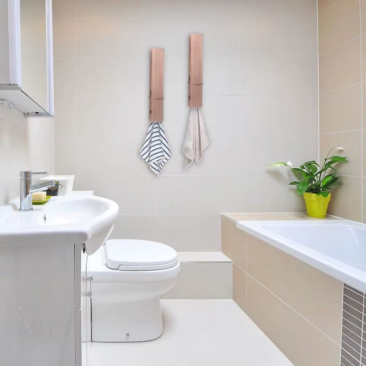 Porte serviette en forme de pince à linge en bois