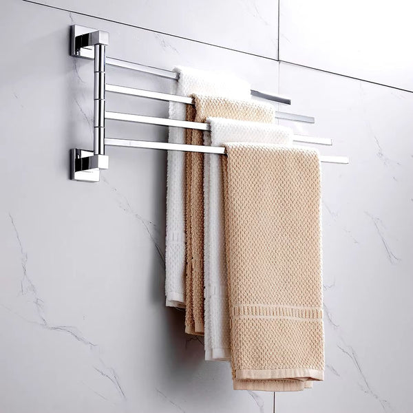 Porte-serviette mural <br> avec 4 barres pivotantes chromé