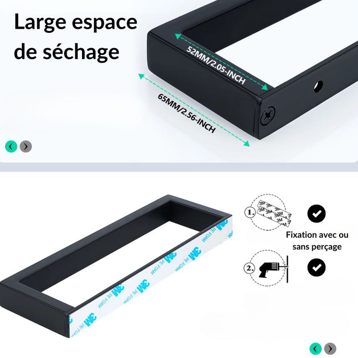 Porte-serviette mural <br> en inox longueur 30 cm noir / 30 cm