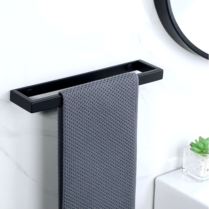 Porte-serviette mural <br> en inox longueur 30 cm noir / 30 cm