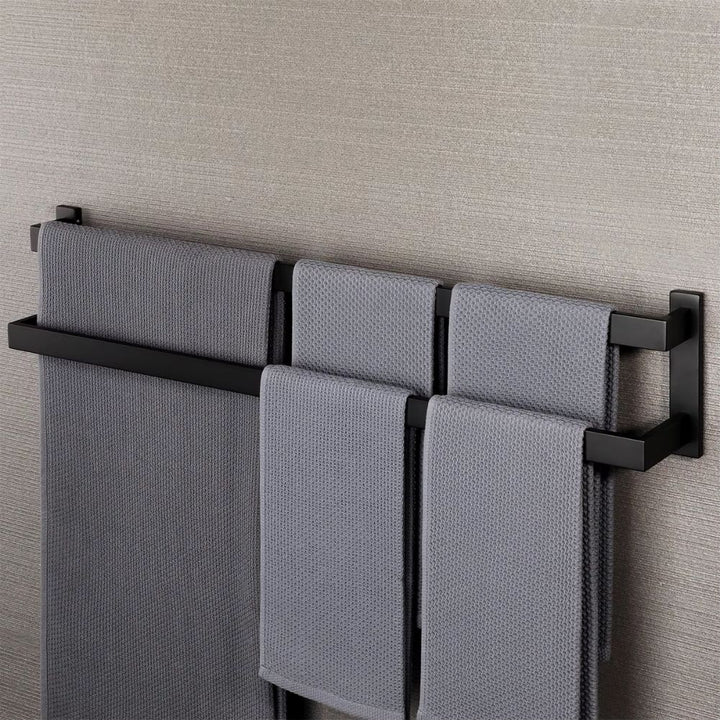 Porte serviette mural double 80 cm noir