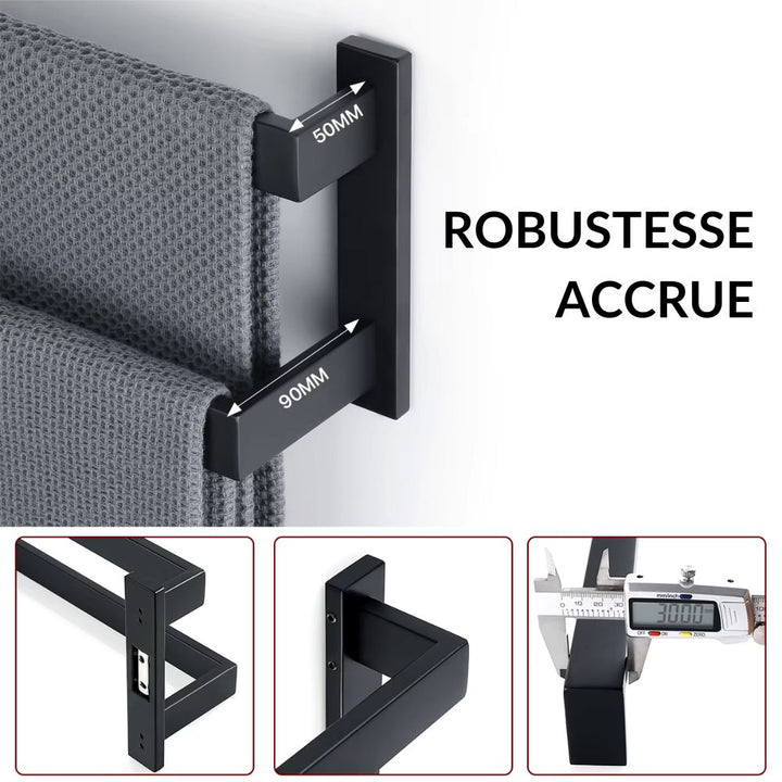 Porte serviette mural double 80 cm